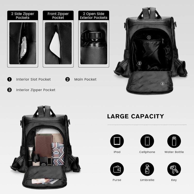 molshine Backpack,Fashion Casual Travel PU Leather Daypack Bag Shoulder Rucksack Handbags for Women HB041 - Image 4